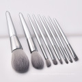 Best Selling  Custom Logo High Quality 8Pcs Silver Handle Cosmetic Brushes Foundation Blending Makeup Brushes Set